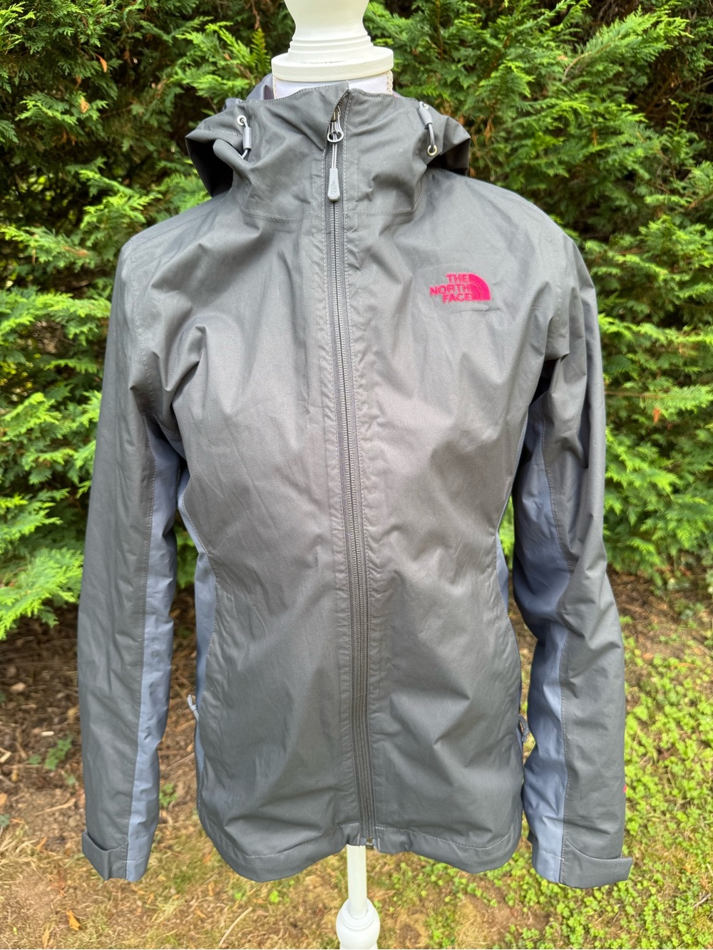 The North Face Women's Gray Shell Jacket |  Removable Pink Fleece Lining| S |EUC
